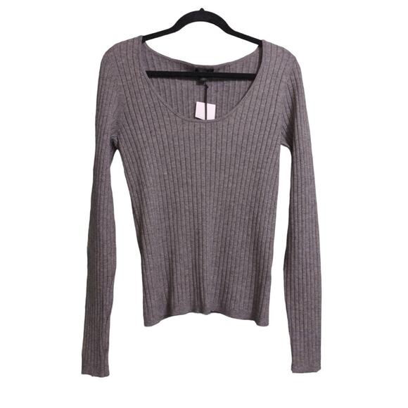 Halogen Womens Pullover Sweater Gray Heathered Long Sleeve Scoop Neck M New - Picture 1 of 7